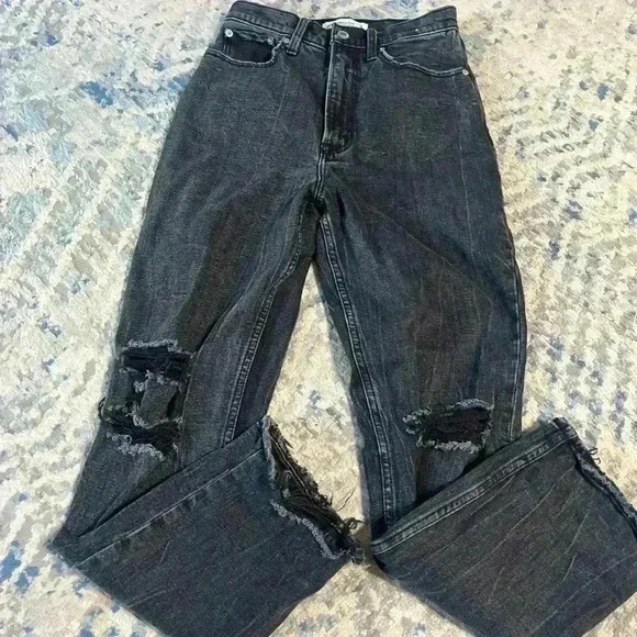 Abercrombie & Fitch Ultra High-Rise Ankle Straight Jeans curve love 25/0R - Picture 3 of 5